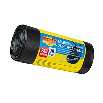 Мешки для мусора 240 л, черные, в рулоне 10 шт., ПНД 40 мкм, 1250х1000 мм, Крепак, 4607075710153 в Рубцовске