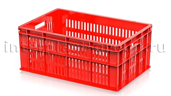 Ящик для молока, мяса, овощей и фруктов большая перфорация дно сплошное красный в Рубцовске