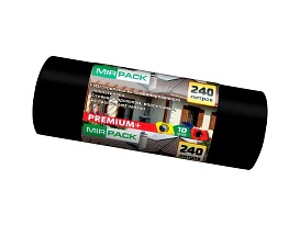 Мешки для мусора 240 л, ароматизированные, черные, в рулоне 10 шт., ПВД 45 мкм, 1300х930 мм, PREMIUM+, 24010830 в Рубцовске