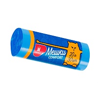 Мешки для мусора 20 л, синие, в рулоне 30 шт., ПНД, 8 мкм, 500х400 мм, Comfort, М0017 (МН 20-30с) в Рубцовске