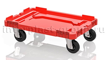 Тележка пластиковая сплошная без тормозов красная в Рубцовске Тележка пластиковая сплошная без тормозов красная в Рубцовске