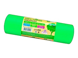 Мешки для мусора 240 л, ароматизированные, биоразлагаемые, зеленые, в рулоне 10 шт., ПВД 40 мкм, 1500х1100 мм, PURE ECOLOGY, bio24010120 в Рубцовске