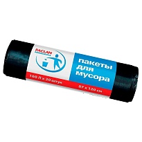 Мешки для мусора 160 л, черные, в рулоне 20 шт., ПВД, 30 мкм, 1200х870 мм, PACLAN Professional, 604082 в Рубцовске