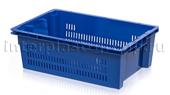 Ящик универсальный для овощей, фруктов и хлеба перфорированные стенки сплошное дно синий в Рубцовске