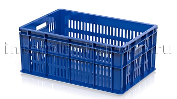 Ящик для молока, мяса, овощей и фруктов большая перфорация дно сплошное синий в Рубцовске