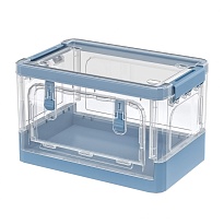 Ящик пластиковый складной прозрачный, дно синее, 360х235х230 мм, с колесиками в Рубцовске