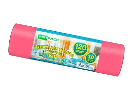 Мешки для мусора 120 л, с завязками, красные, в рулоне 10 шт., ПНД, 15 мкм, 800х750 мм, VIP, Z12010red в Рубцовске