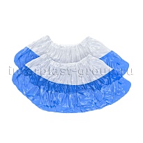 Бахилы бело-синие 1000 шт (500 пар), 48 мкм, двойная подошва, с одной резинкой, Эконом+ в Рубцовске