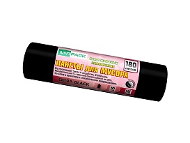 Мешки для мусора 180 л, ароматизированные, черные, в рулоне 10 шт., ПВД, 50 мкм, 1100х930 мм, EXTRA black, 18008301 в Рубцовске
