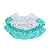 Бахилы бело-бирюзовые 1000 шт (500 пар), 48 мкм, двойная подошва, с одной резинкой, Эконом+ в Рубцовске