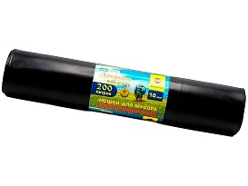 Мешки для мусора 200 л, ароматизированные, черные, в рулоне 10 шт., ПВД, 100 мкм, 1200х800 мм, Добрыня, Dob20010black в Рубцовске
