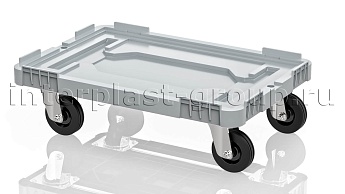 Тележка пластиковая сплошная без тормозов усиленная серая в Рубцовске Тележка пластиковая сплошная без тормозов усиленная серая в Рубцовске