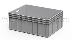 Евроконтейнер открытые ручки/усиленное дно 800х600х320 серый