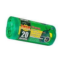 Мешки для мусора 20 л, биоразлагаемые, с ручками, черные, в рулоне 30 шт., ПНД, 10 мкм, 550х440 мм, Крепак, 4607075710047 в Рубцовске