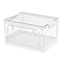 Ящик пластиковый складной прозрачный, дно белое, 360х235х230 мм, с колесиками в Рубцовске