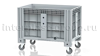 Контейнер iBox сплошной на колесах с пробкой 1 дюйм серый в Рубцовске