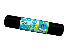 Мешки для мусора 240 л, черные, в рулоне 10 шт., ПВД 80 мкм, 1300х930 мм, EXPORT, exp 24010167 в Рубцовске