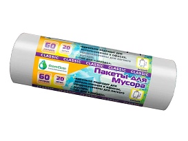 Мешки для мусора 60 л, белые, в рулоне 20 шт., ПНД, 7 мкм, 700х600 мм, MIRPACK Classik, 602052 в Рубцовске
