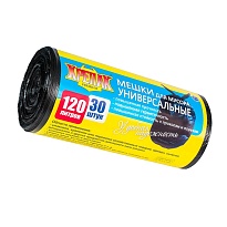 Мешки для мусора 120 л, черные, в рулоне 30 шт., ПНД, 15 мкм, 1100х700 мм, Крепак, 4607075710122 в Рубцовске