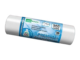Мешки для мусора 300 л, белые, в рулоне 10 шт., ПВД 70 мкм, 1400х1000 мм, PREMIUM+, 300101602 в Рубцовске