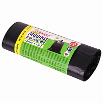 ММешки для мусора 60 л, черные, в рулоне 20 шт., ПНД, 8 мкм, 650х580 мм, Любаша, 608092 в Рубцовске