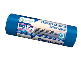 Мешки для мусора 30 л, синие, в рулоне 20 шт., ПНД, 7 мкм, 600х500 мм, MIRPACK Classik, 302041 в Рубцовске