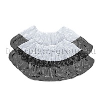 Бахилы бело-черные 1000 шт (500 пар), 48 мкм, двойная подошва, с одной резинкой, Эконом+ в Рубцовске