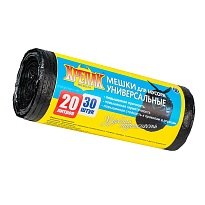Мешки для мусора 20 л, черные, в рулоне 30 шт., ПНД, 10 мкм, 550х440 мм, Крепак, 4607075710092 в Рубцовске Мешки для мусора 20 л, черные, в рулоне 30 шт., ПНД, 10 мкм, 550х440 мм, Крепак, 4607075710092 в Рубцовске