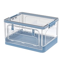 Ящик пластиковый складной прозрачный, дно синее, 490х360х280 мм, с колесиками в Рубцовске