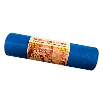 Мешки для мусора 100 л, с завязками, синие, в рулоне 10 шт., ПВД, 40 мкм, 840х670 мм, Концепция Быта Vitalux, 604933 в Рубцовске