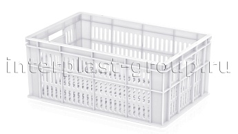 Ящик для молока, мяса, овощей и фруктов большая перфорация дно сплошное белый в Рубцовске